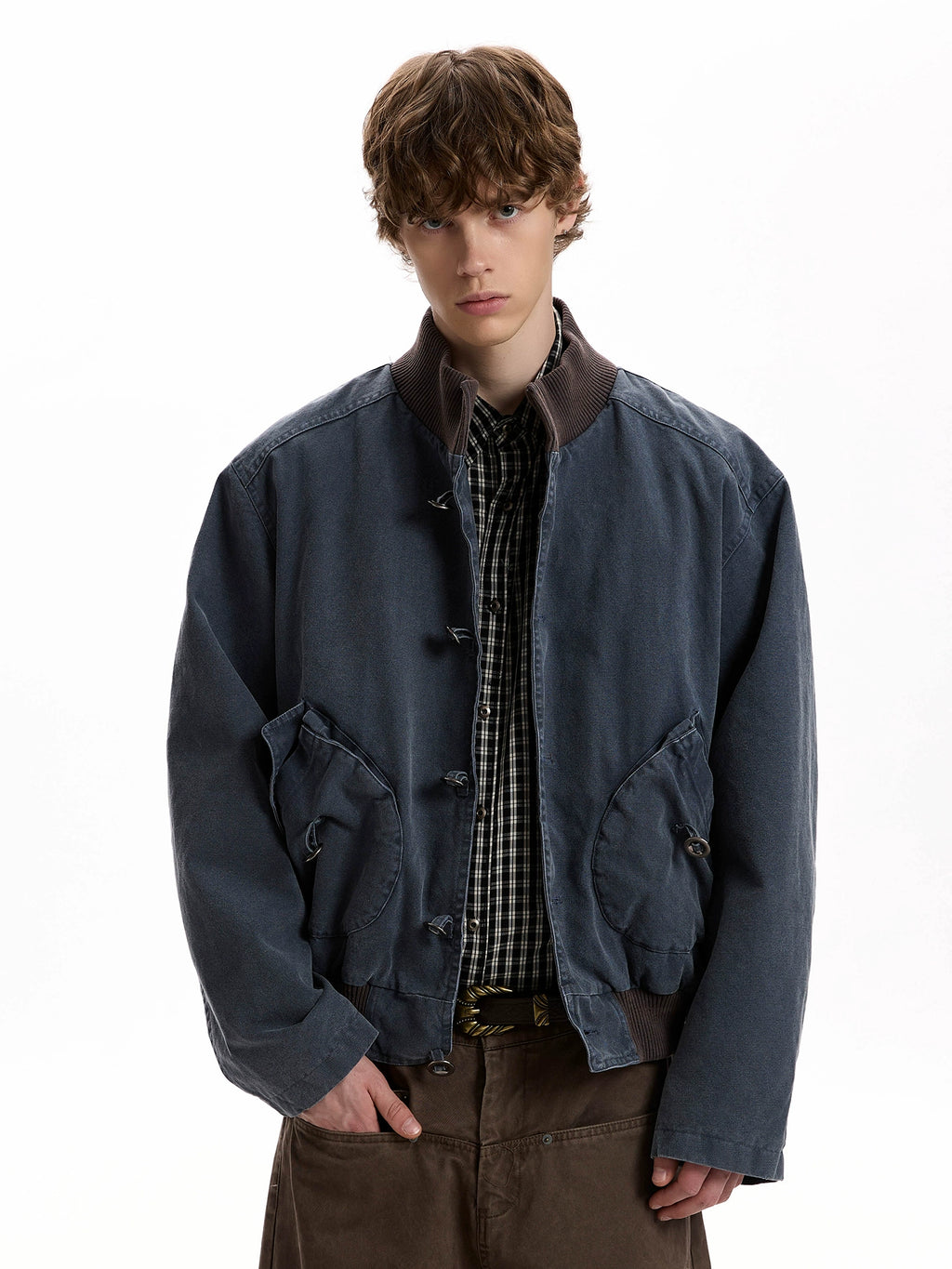 A PUEE Retro Short Stand-up Collar Versatile Jacket