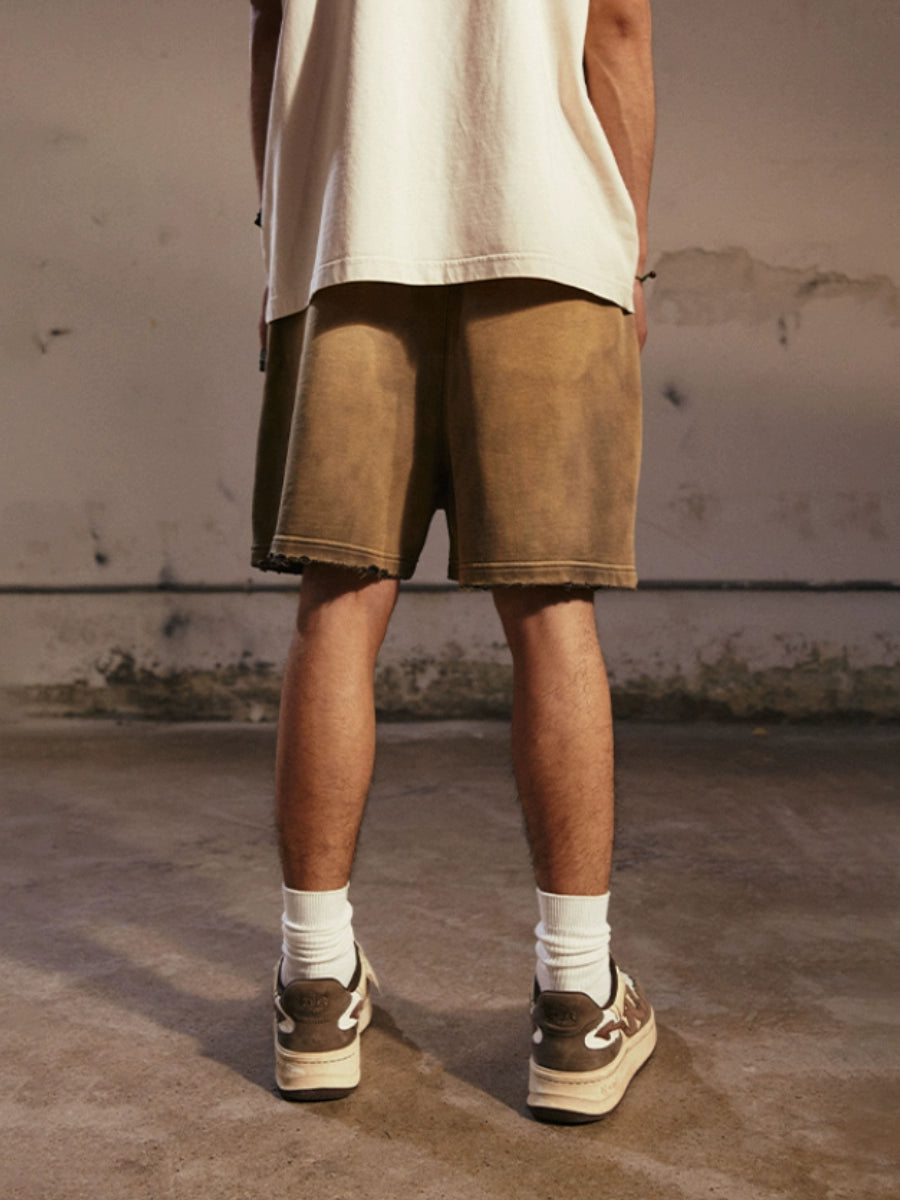 Remedy Washed Embroidered Frayed Casual Shorts