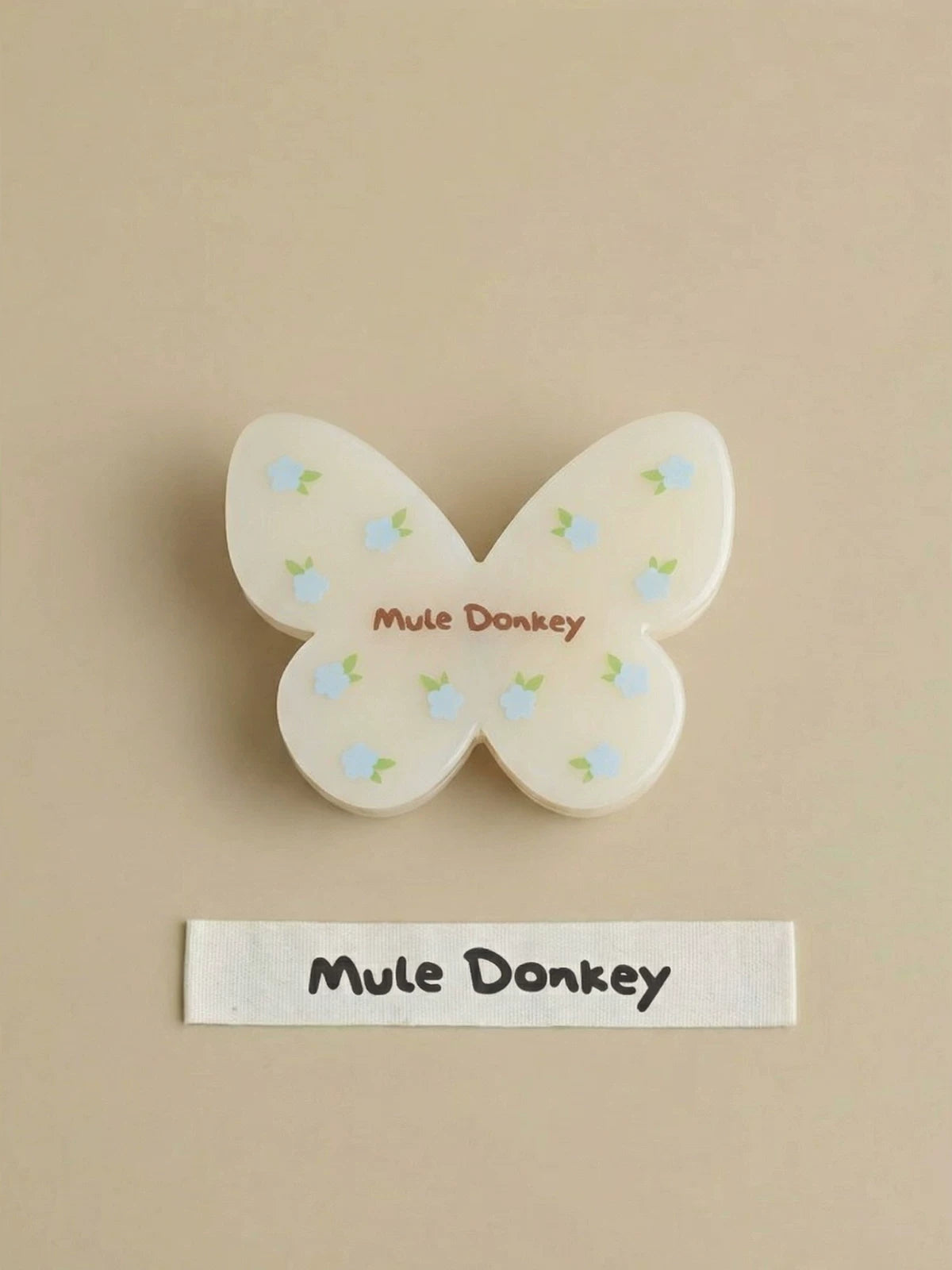 Mule Donkey White Floral Butterfly Hairpin