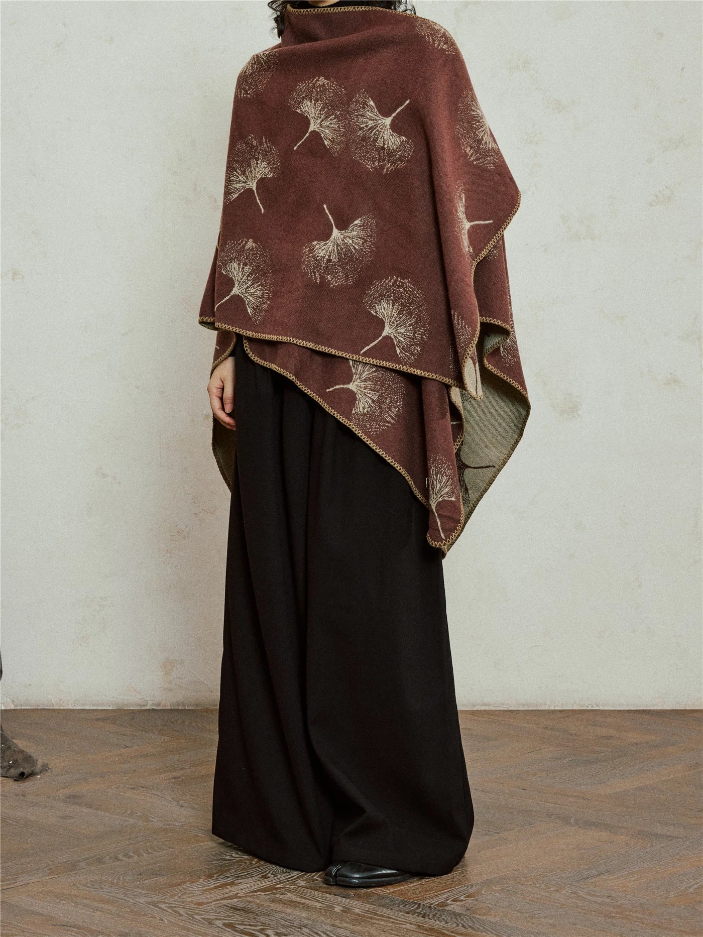 SUNYVONNE Warm Double-sided Knitted Outer Cape