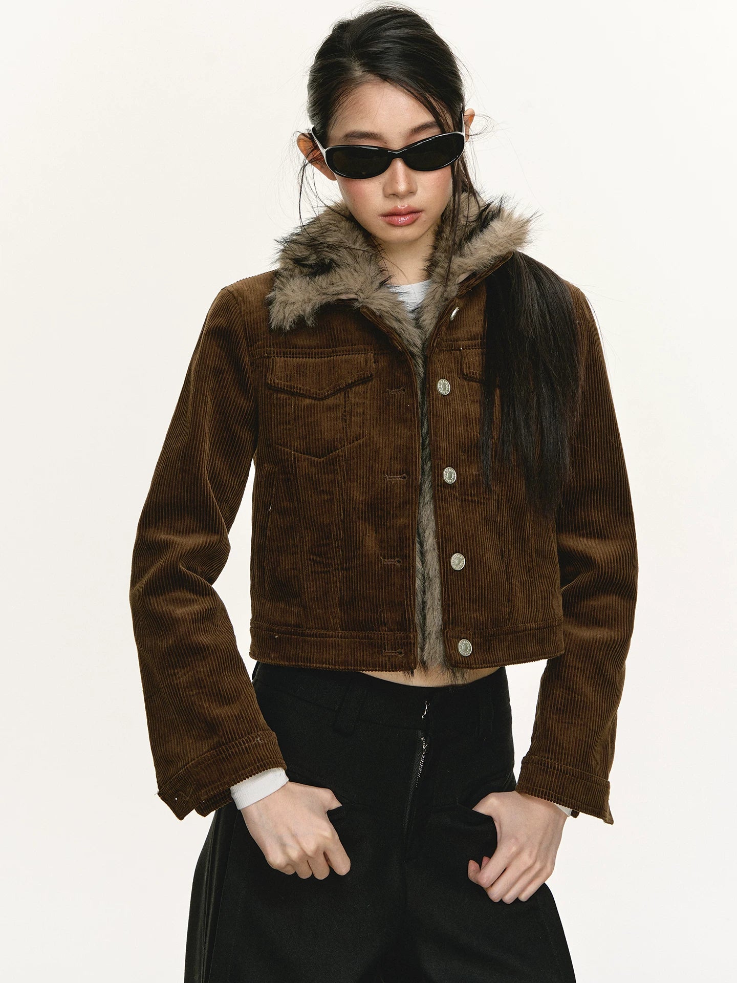 Anna Aneae Corduroy Short Thermal Plush Jacket