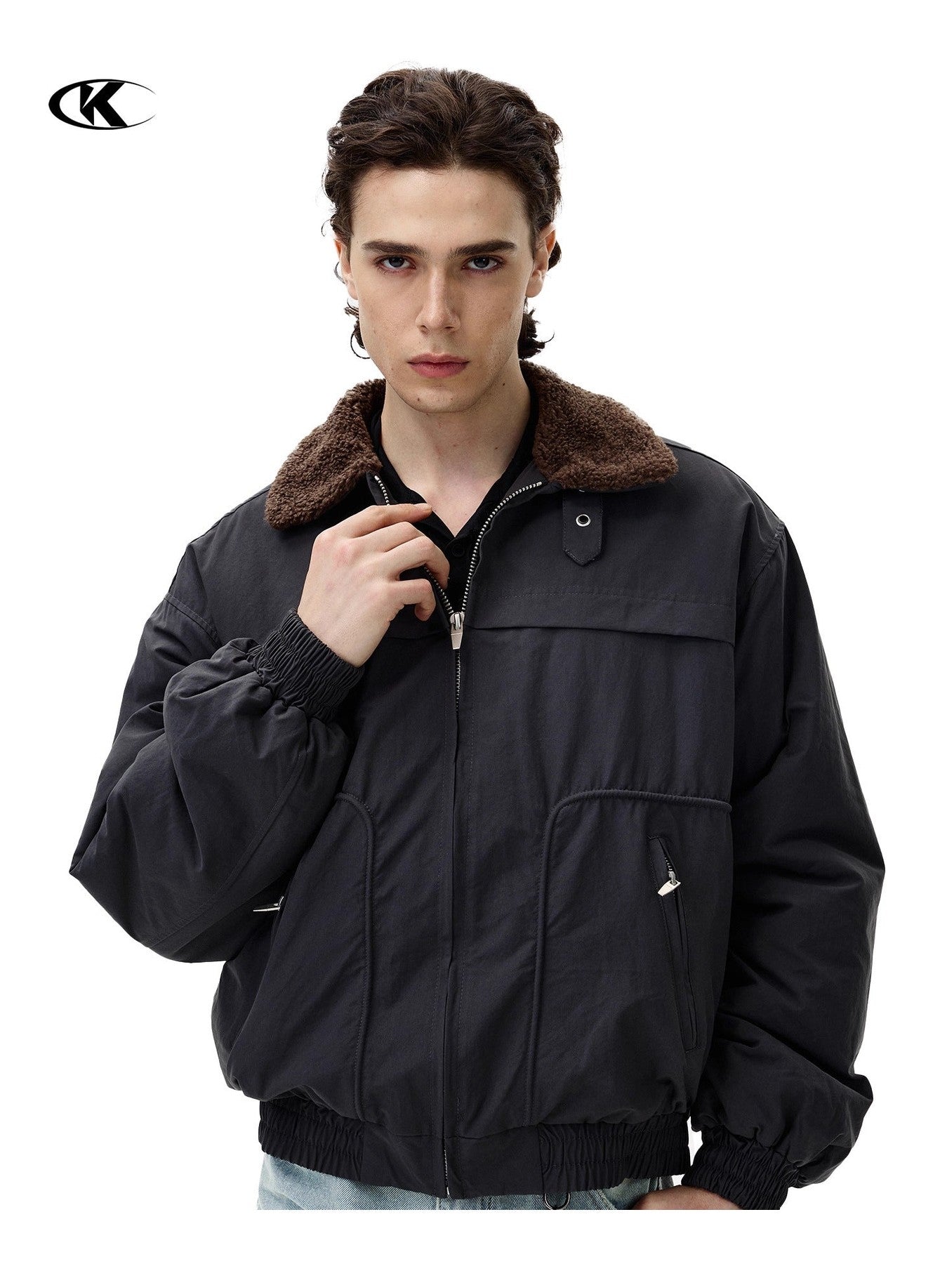 11KN Retro Faux Lamb Wool Lapel Jacket