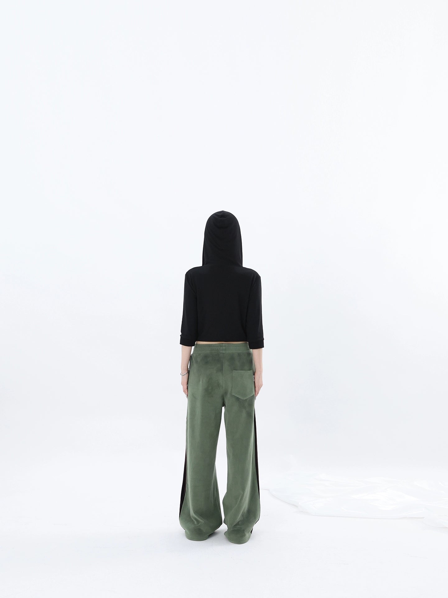 FUZZYKON Totem Print Straight Splicing Sweatpants