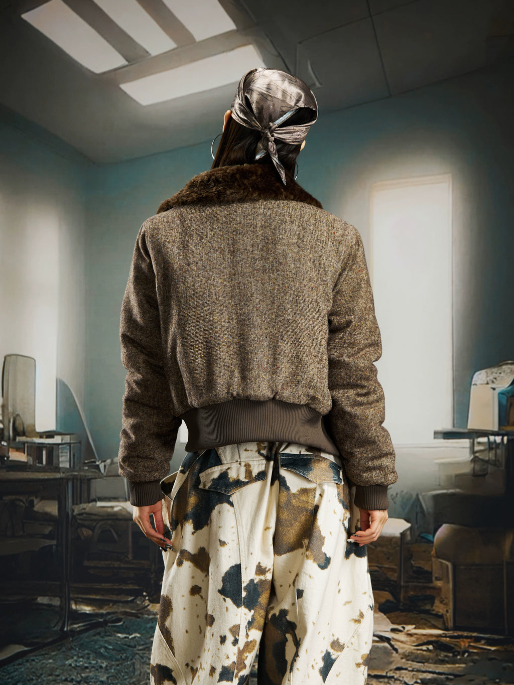 NOMANIAI Wool Lapel Retro Short Cotton-padded Clothes