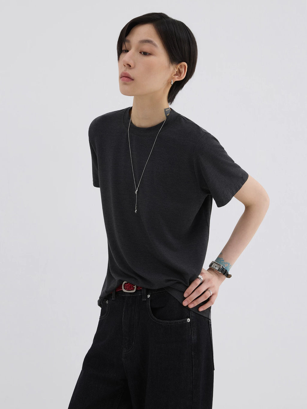 Sameuoo Trendy Front Shoulder Casual Tee