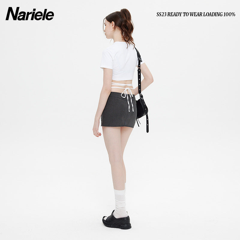 Nariele European and American Babes Sexy Straps Short Tee