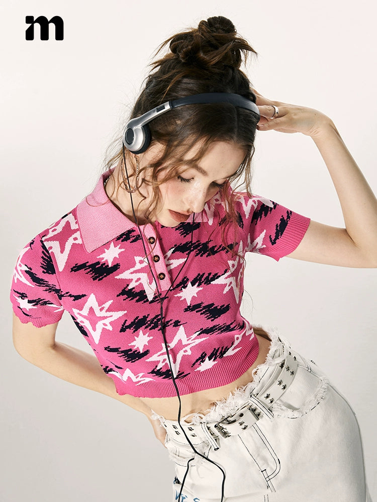 Imone Polo Collar Contrasting Jacquard Tee