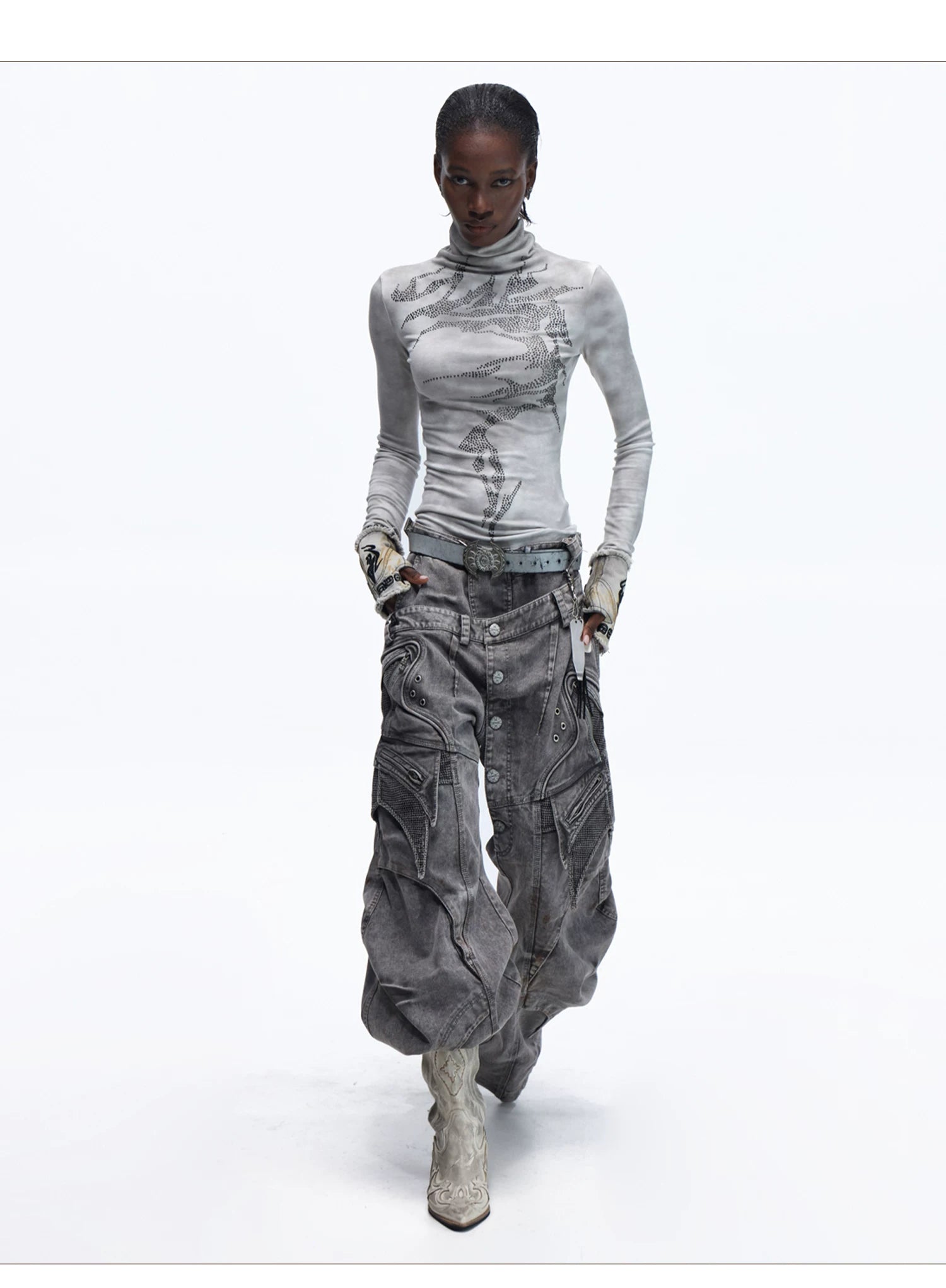 PERSONSOUL Hot Diamond Turtleneck Long Sleeve