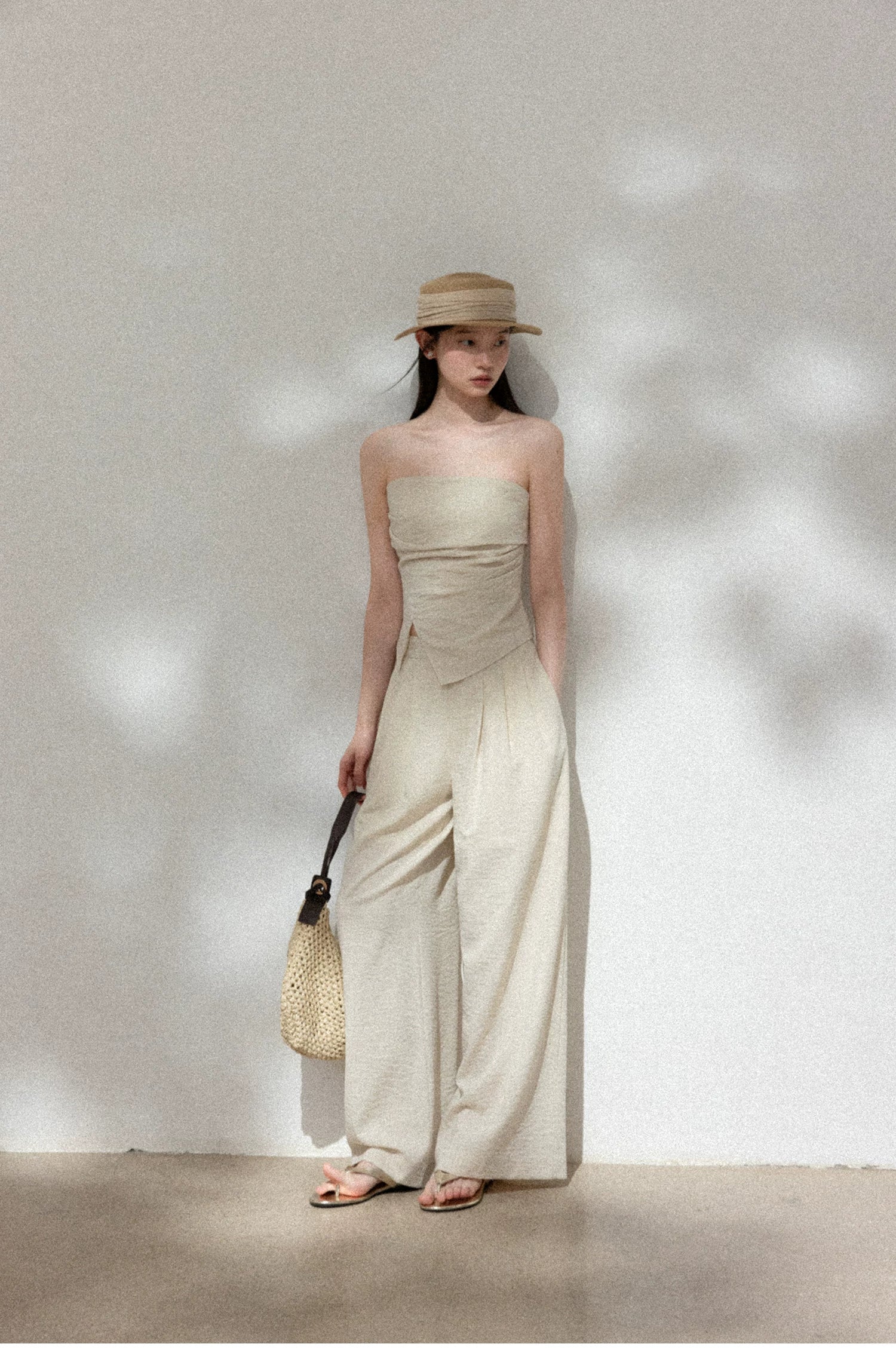 Cantonstory Backless Sleeveless Strap Casual Pants Set