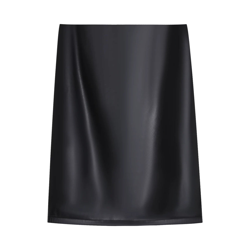 LLROGE Waist Blazer Half-body Leather Skirt Set