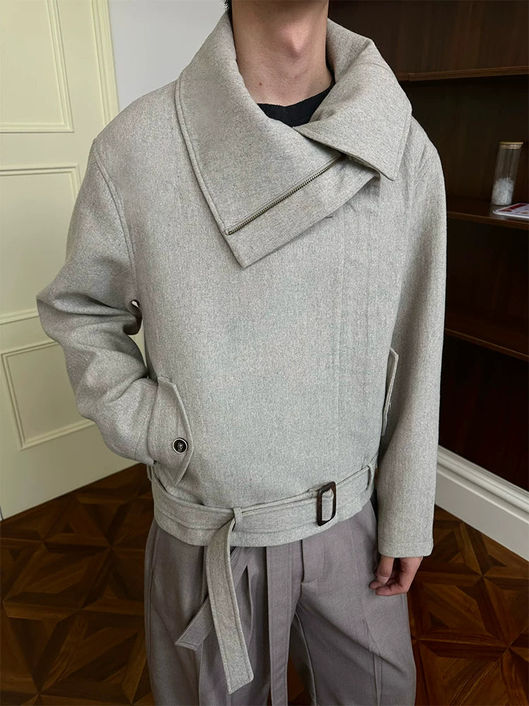 KREATE 50% Merino Wool Diagonal Zipper Multi-wear Tweed Jacket