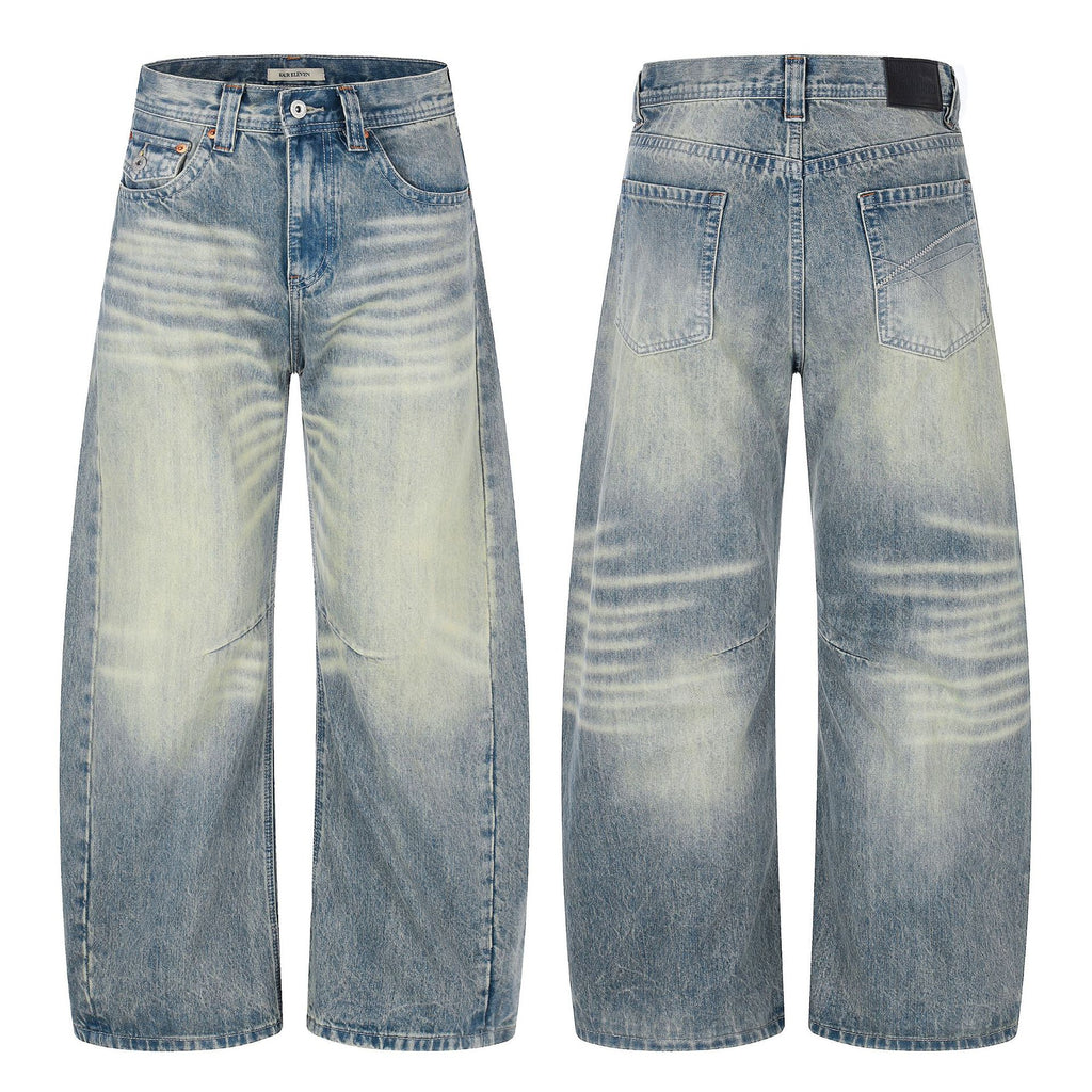 11KN Retro Loose Old Polished White Jeans