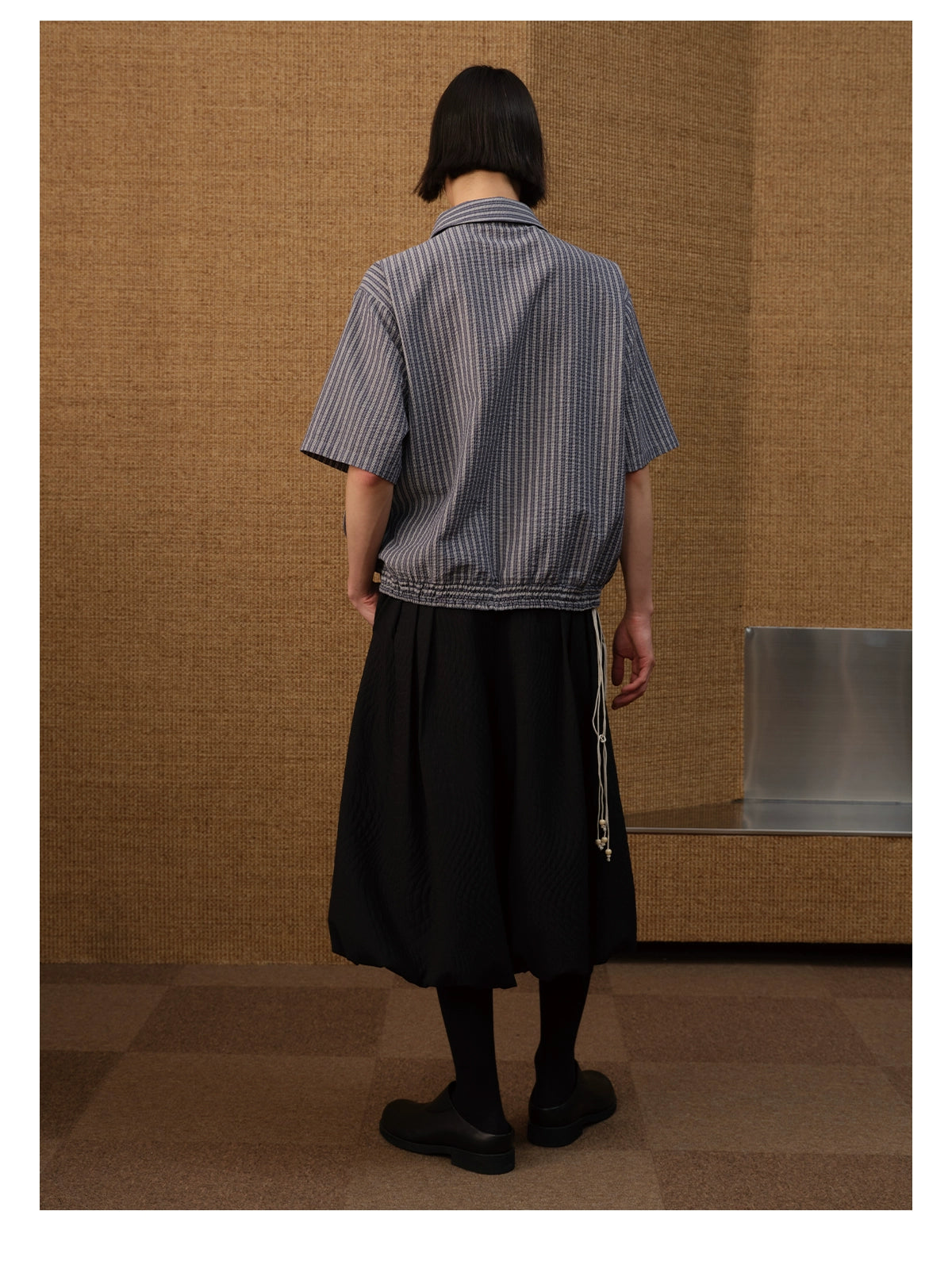 JCAESAR SHIRT Bubble Pleated Arc Shirt