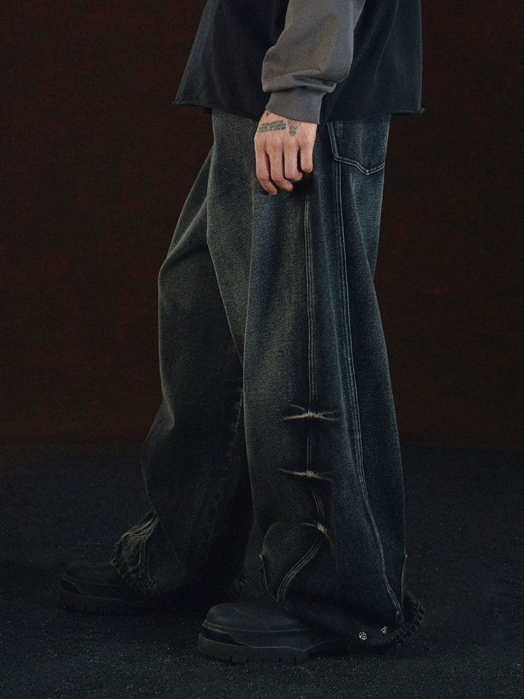 DICETINY Silhouette Splicing Wash Jeans