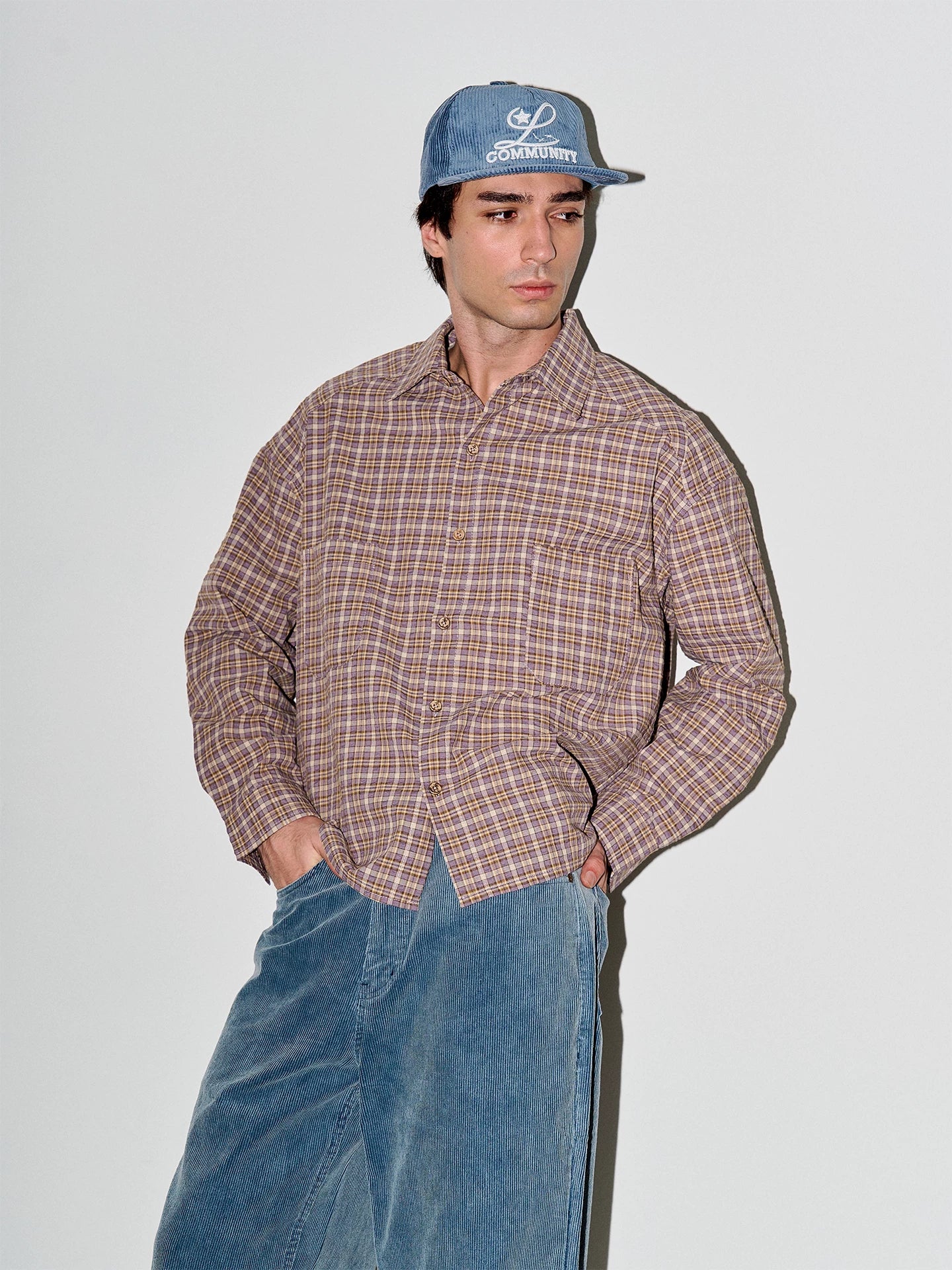 LIBERAFIT Seersucker Plaid Long-sleeved Shirt