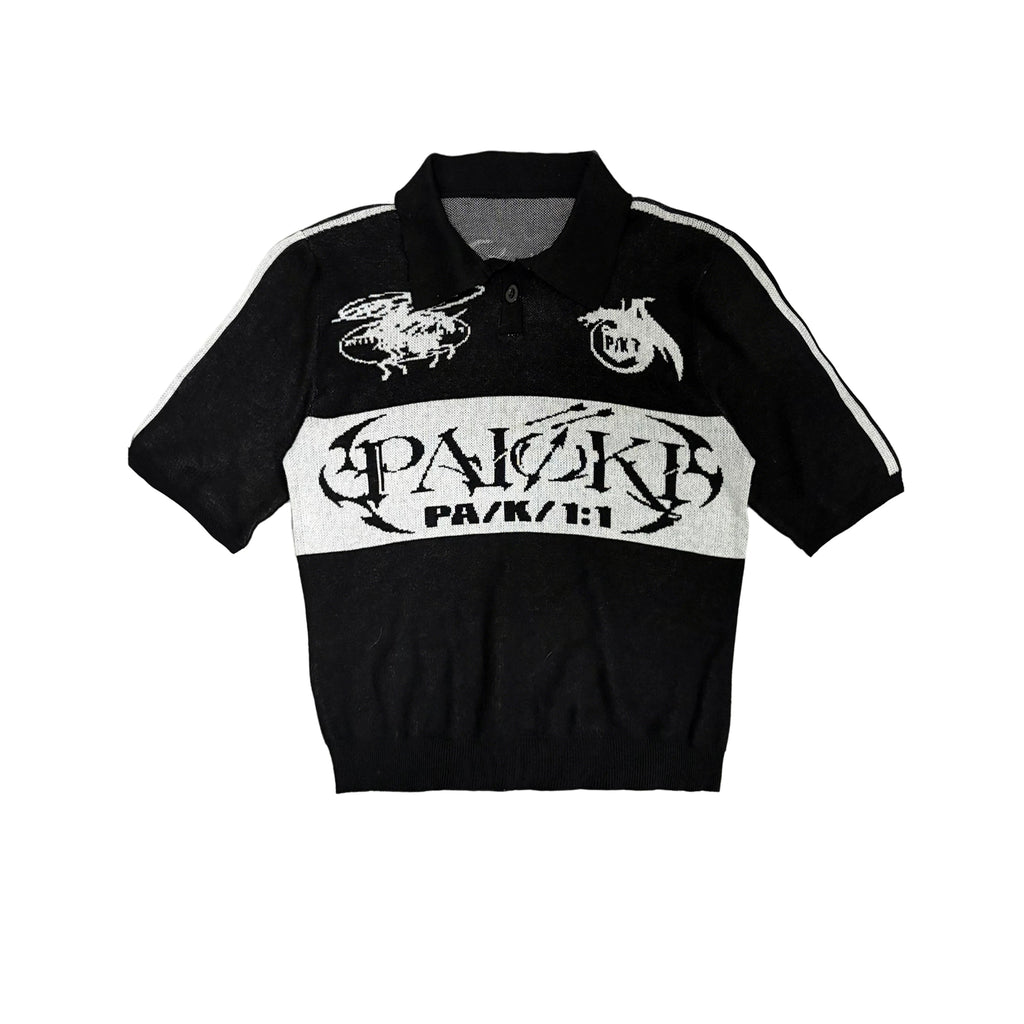 PAIKI Front Shoulder Waist Skin-friendly Knitted Polo Shirt