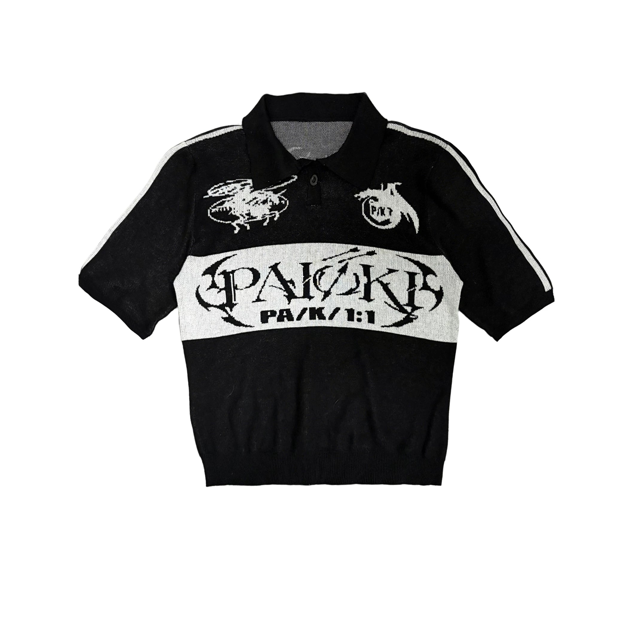 PAIKI Front Shoulder Waist Skin-friendly Knitted Polo Shirt