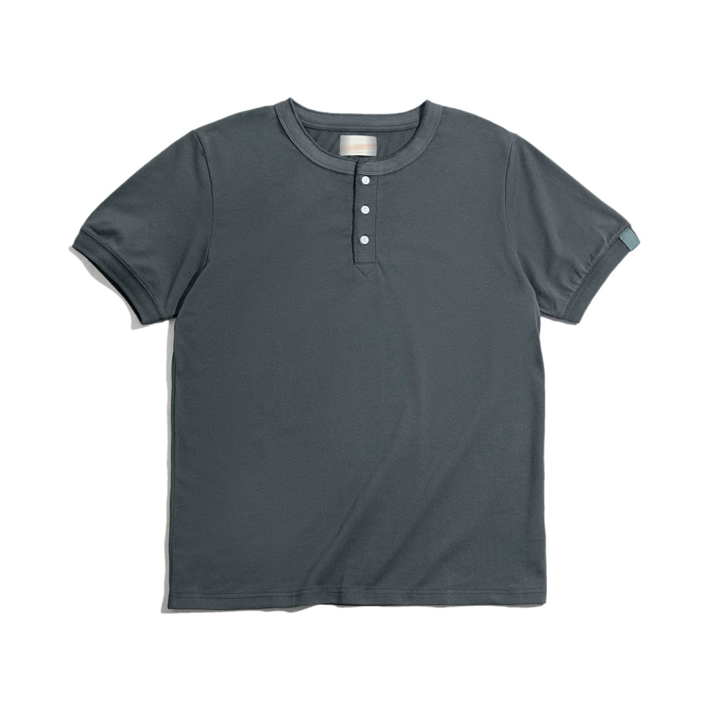 Madden heavy Henry collar short-sleeved pure cotton old money Ami Kaji T-shirt Henry shirt men's