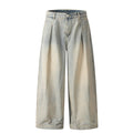 11KN retro washed old jeans pleated loose wide-leg trousers