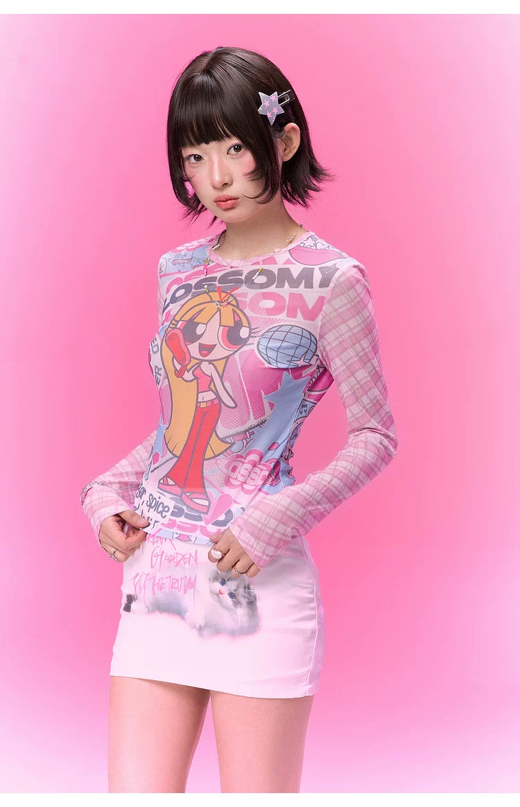 BJHG [Flying Girl Police Joint Name] Sweet and Cool Slim-fit Long Sleeve Blouse