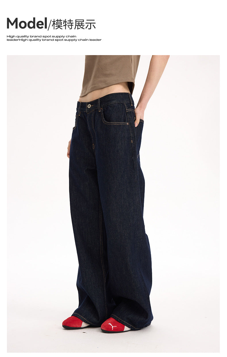 UNF 130z Dark Blue Raw Cow RAW Denim Loose Straight Jeans