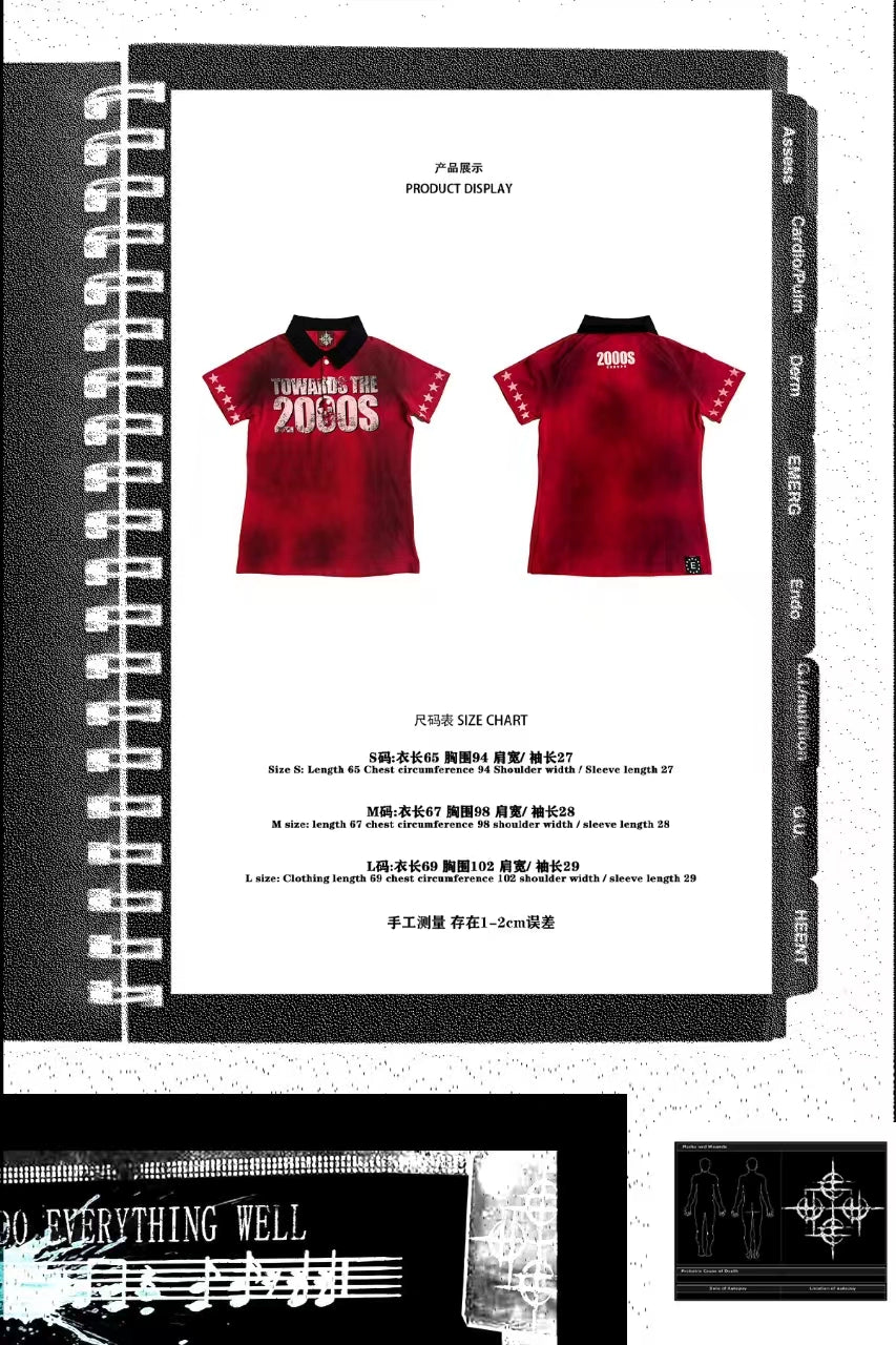 DETW Niche Basic Washed and Old Color Matching POLO Shirt