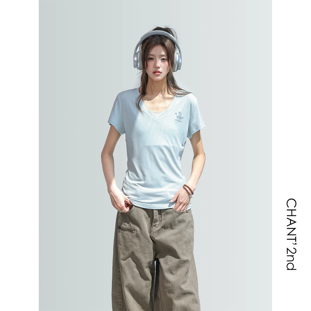 CHANT2nd Bear Print V-neck Tee