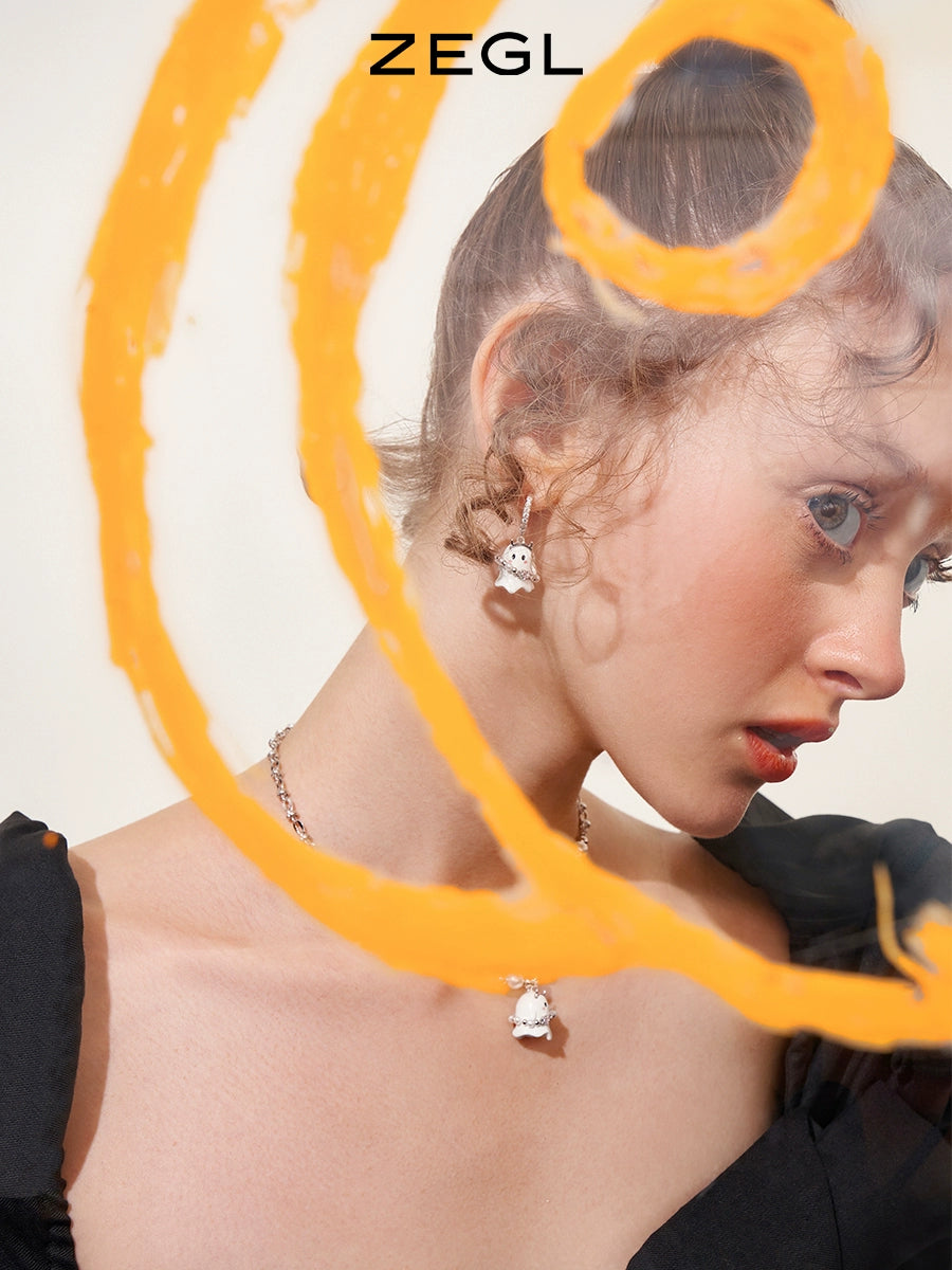 ZEGL Premium Unique Funny Little Ghost Stud Earrings