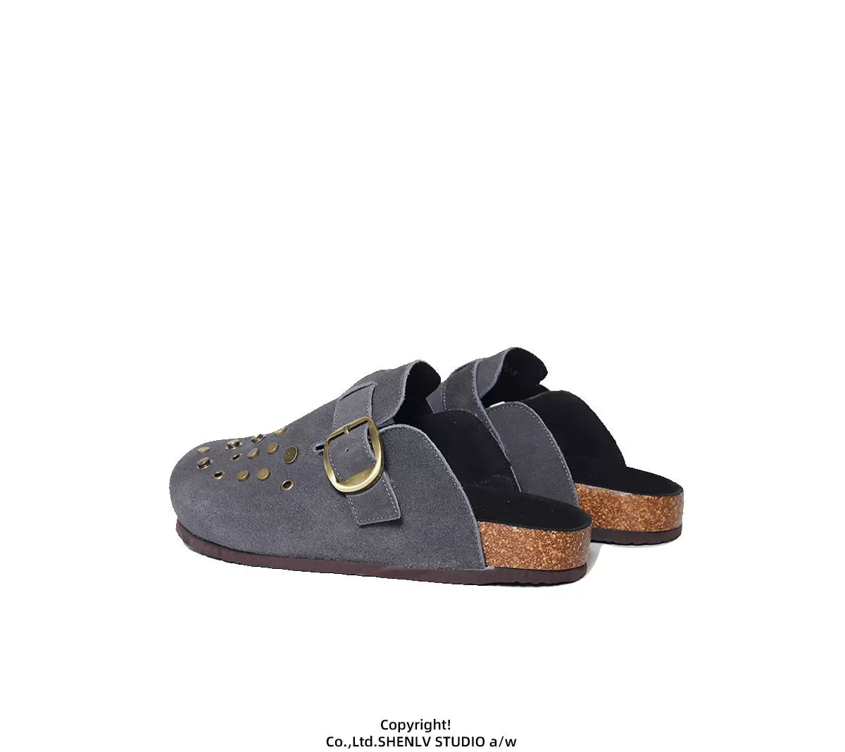 SHENLV STUDIO Metal Rivets One-pedal Outer Bag Head Slippers