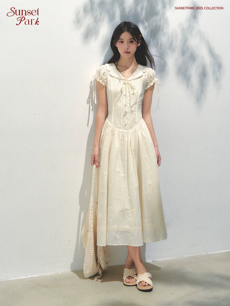 SunsetPark Embroidered Shirt Collar Dress
