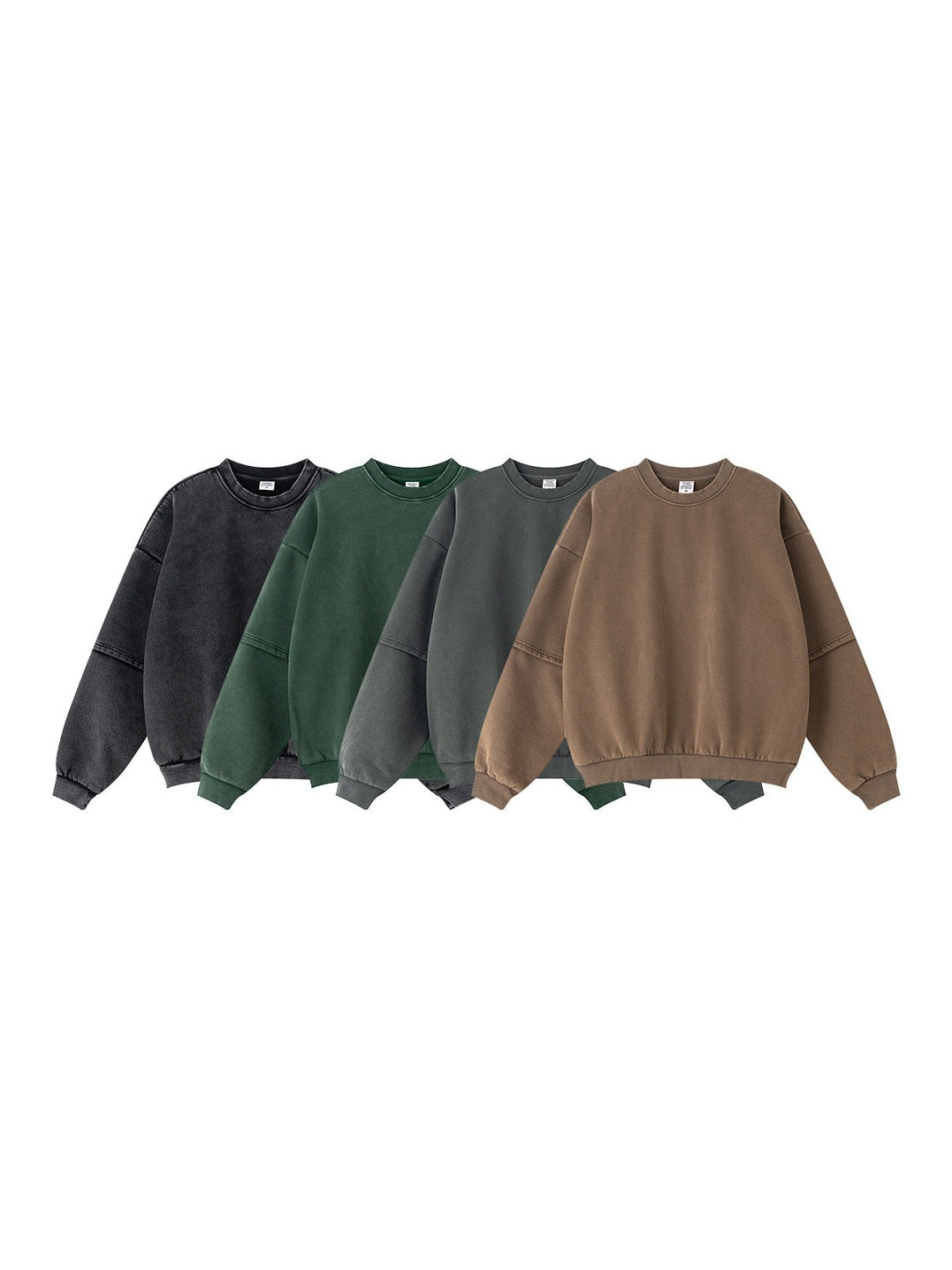 BE Old Splicing Fake Two-piece Crew Neck Fleece Sweater