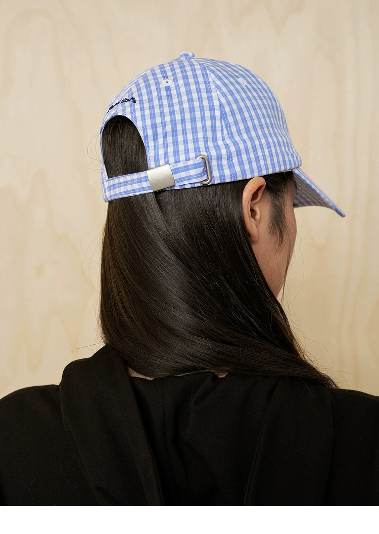 MoodLikeMe Checked Flower Three-dimensional Embroidered Baseball Cap