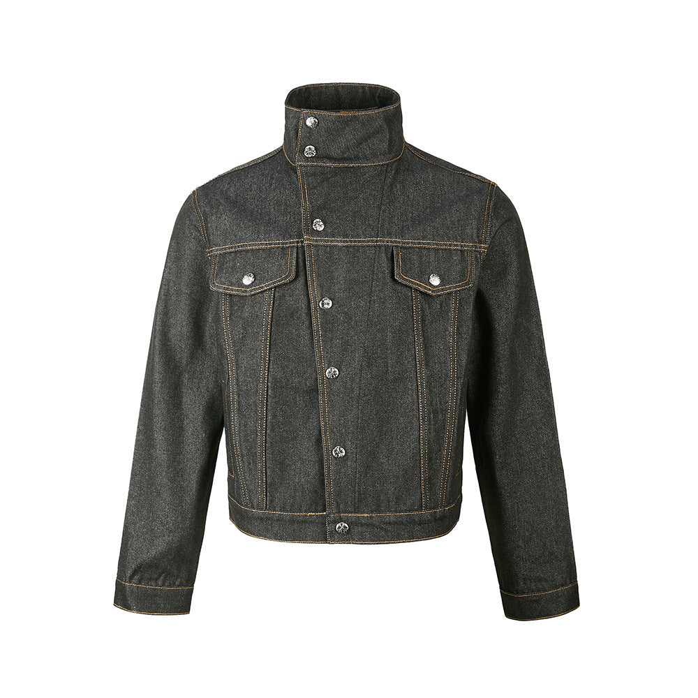 MADEEXTREME Stand-up Collar Casual Denim Jacket