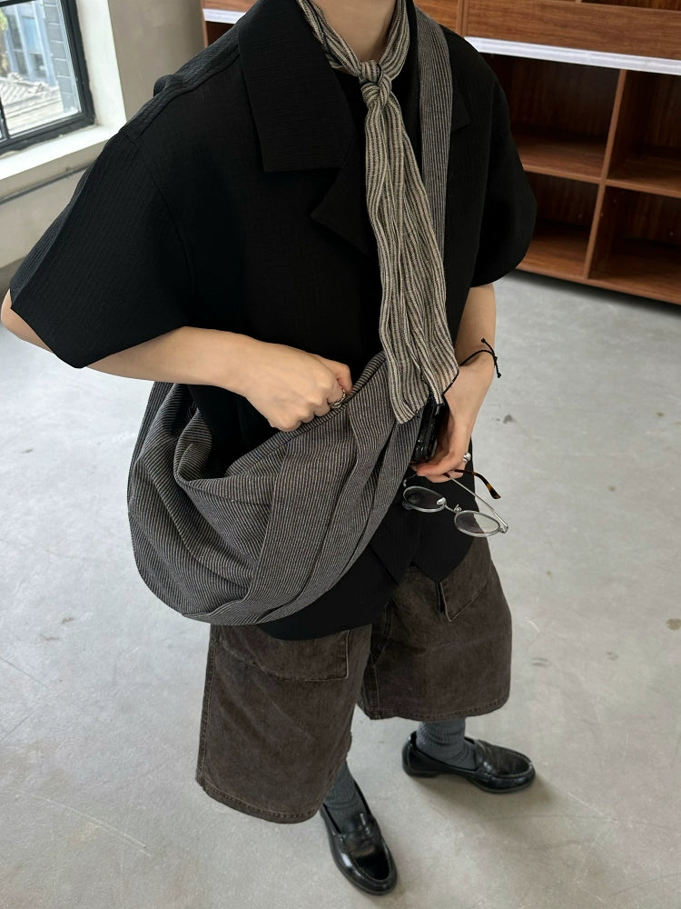 TZ Killer Stripe Dislocation Fold Oblique Span Crescent Bag