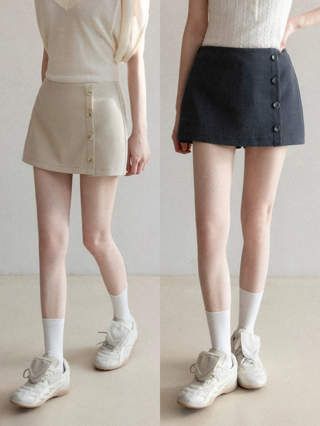 Cantonstory Retro Temperament High Waist Suit Short Skirt Pants