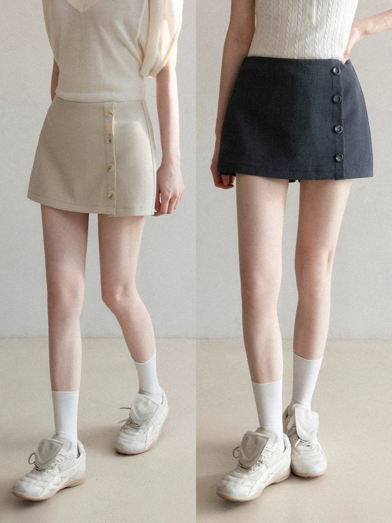 Cantonstory Retro Temperament High Waist Suit Short Skirt Pants