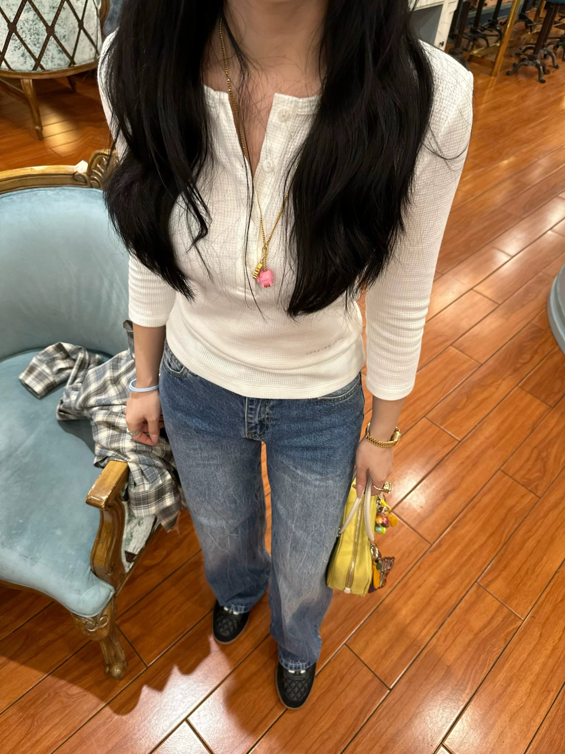 Popchee Versatile Tie-Up Wide-Leg Jeans