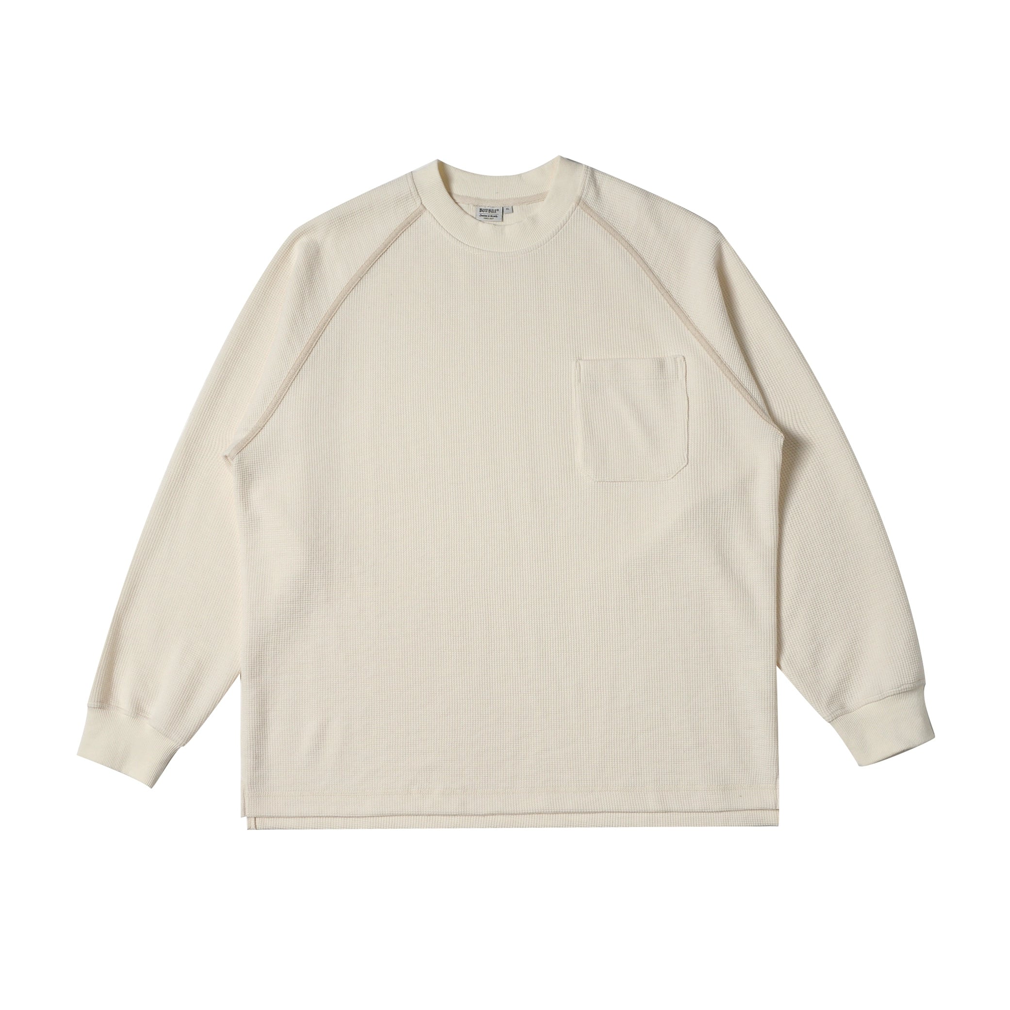BUTTBILL Waffle Ragged Loose Long Sleeve Tee