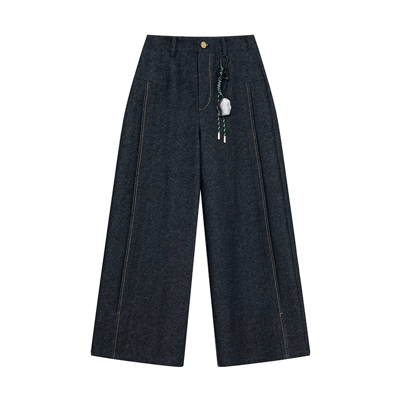 Kano Retro High-waisted Design Wide-leg Pants