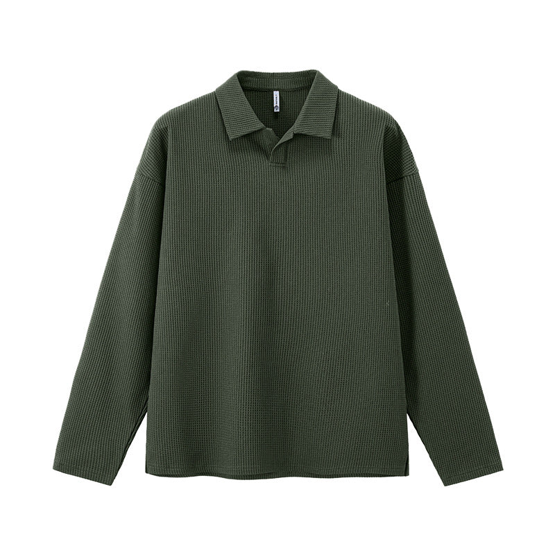 Inflation Waffle Lapel Casual Long Sleeve