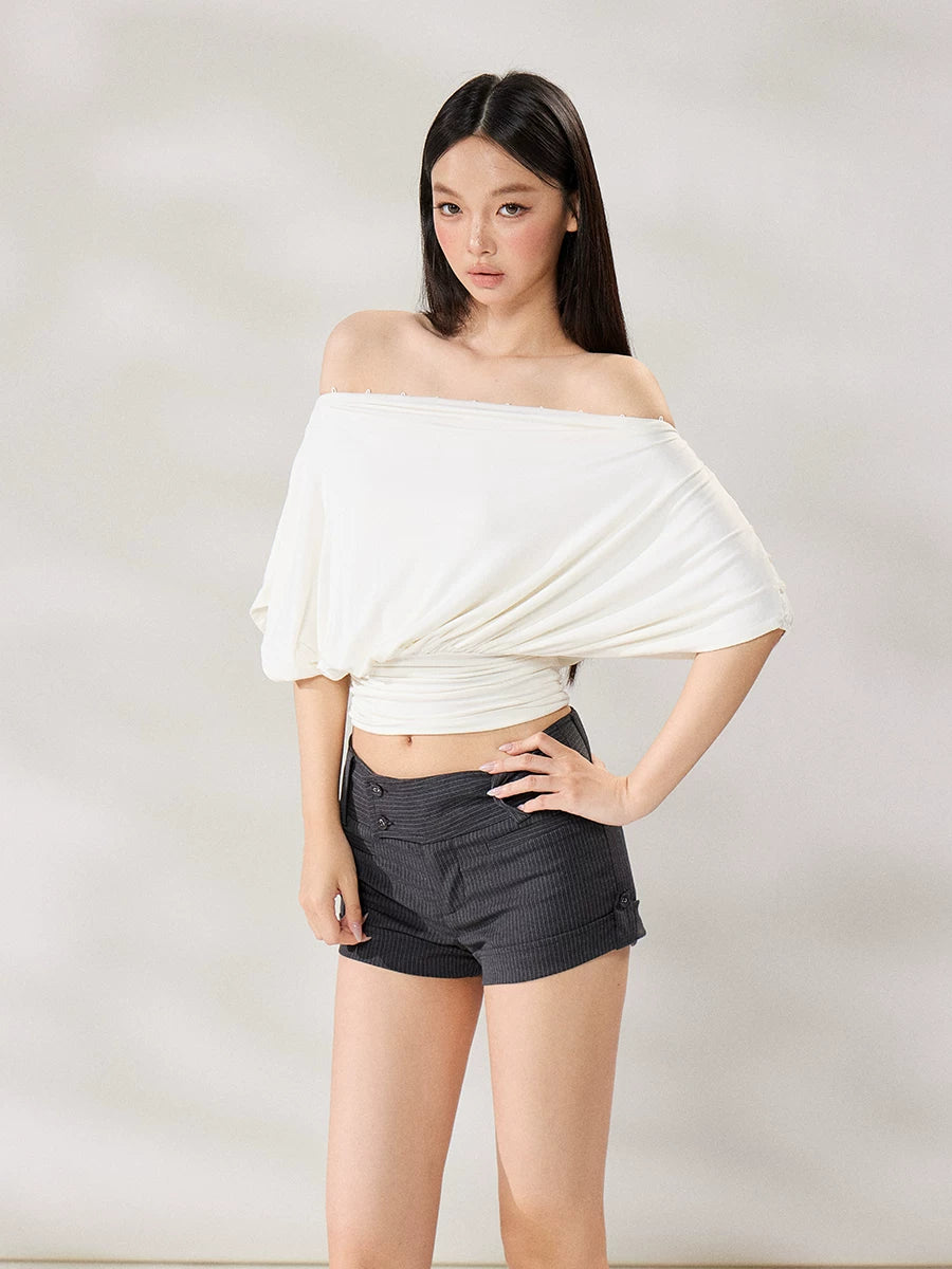 WITHMIN One Dress Three Wear Slanted Shoulder Thin Tee
