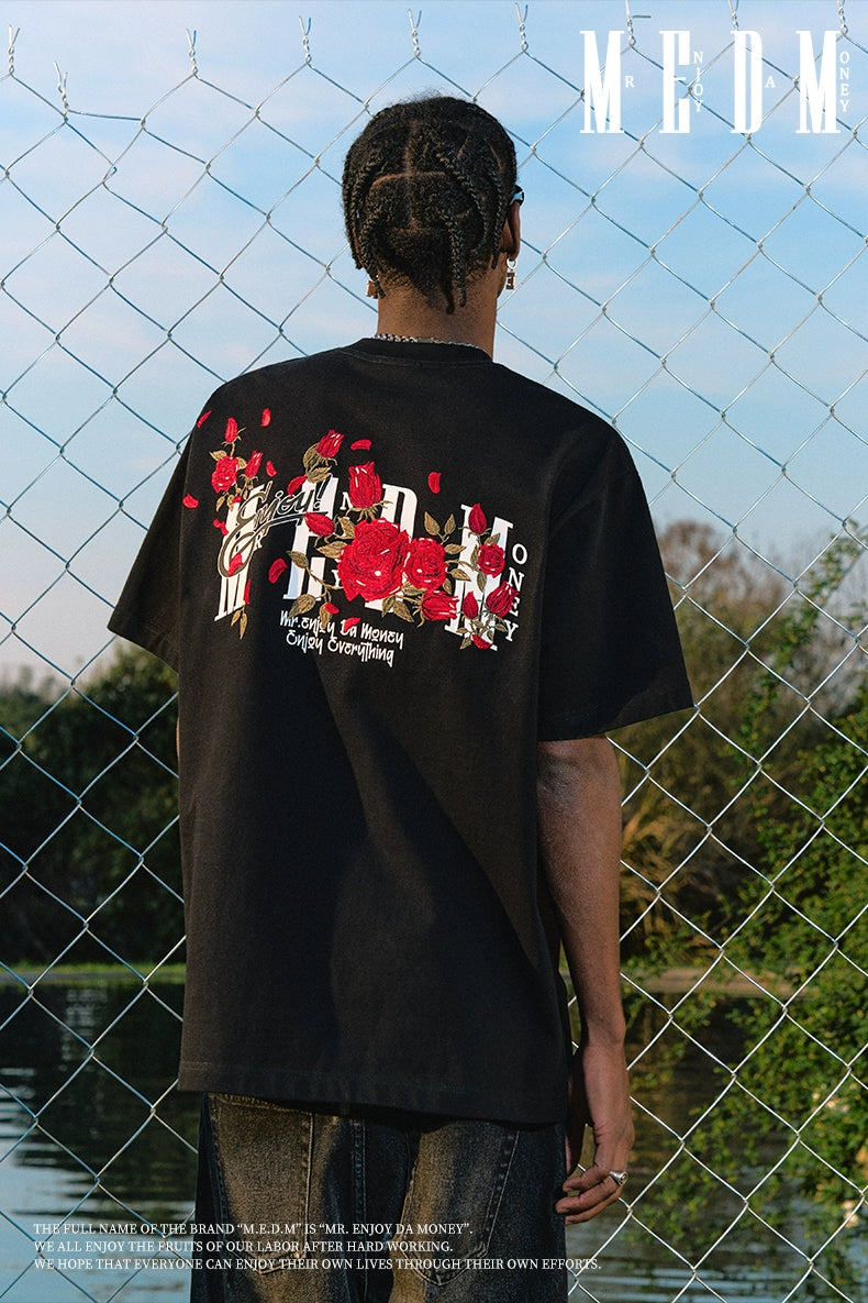 MEDM Rose Embroidery Casual Tee