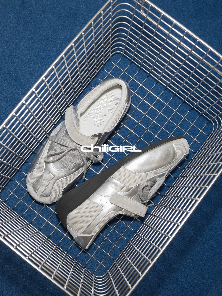 CHILIGIRL Lace-up Casual Mesh Breathable Shallow Mouth Single Shoes