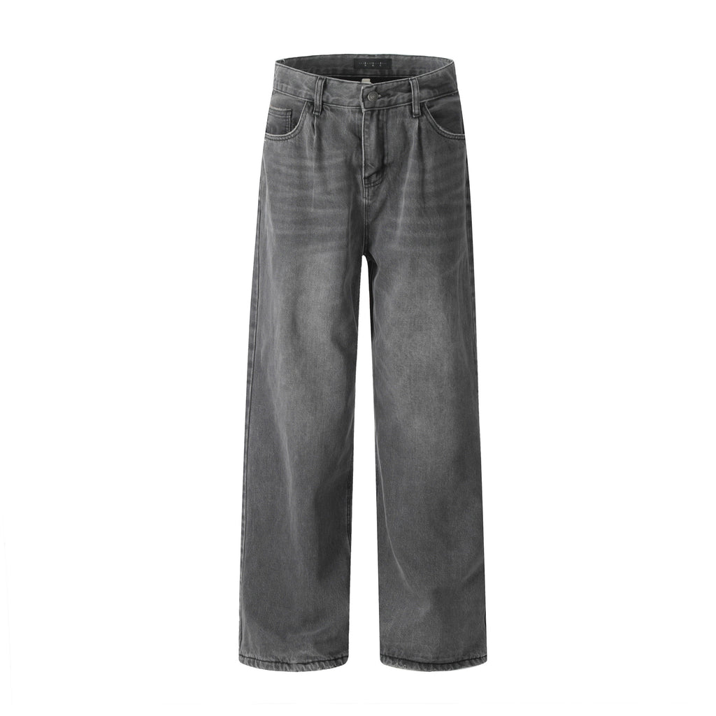 11KN Retro Old Polished White Velvet Straight Jeans