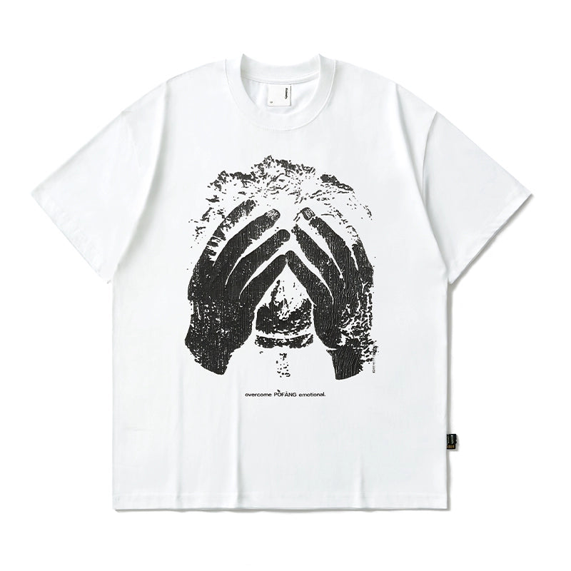 Remedy Portrait Crack Printing Half Sleeve Tee
