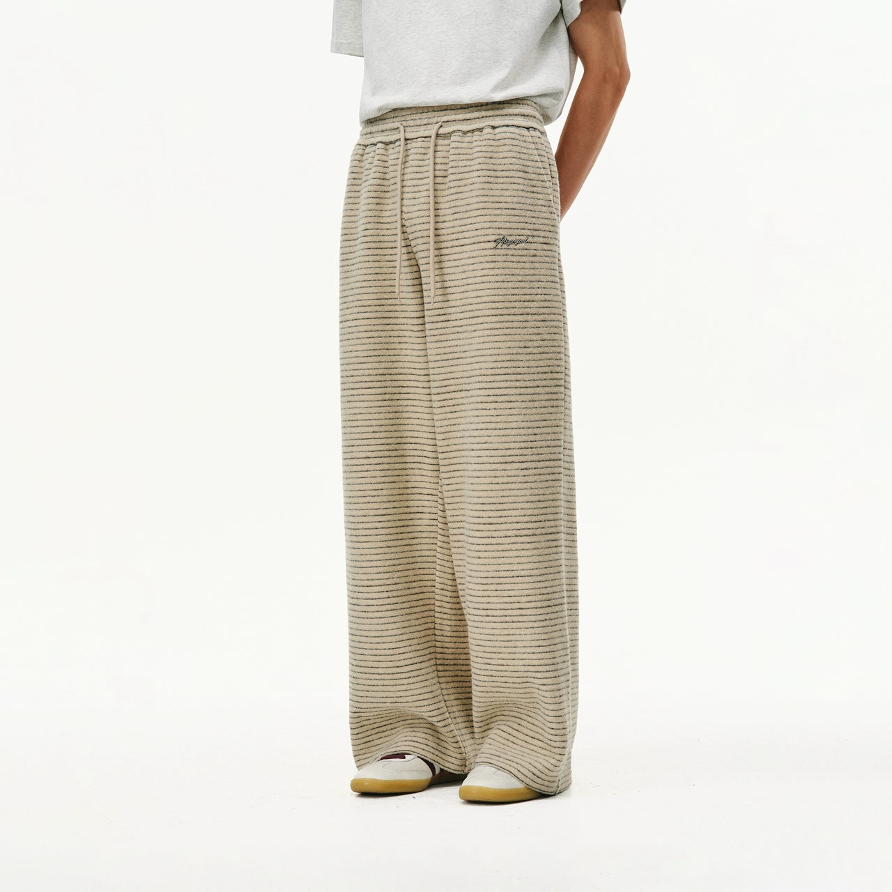 ATRY Striped Lazy Versatile Loose Straight Sweatpants