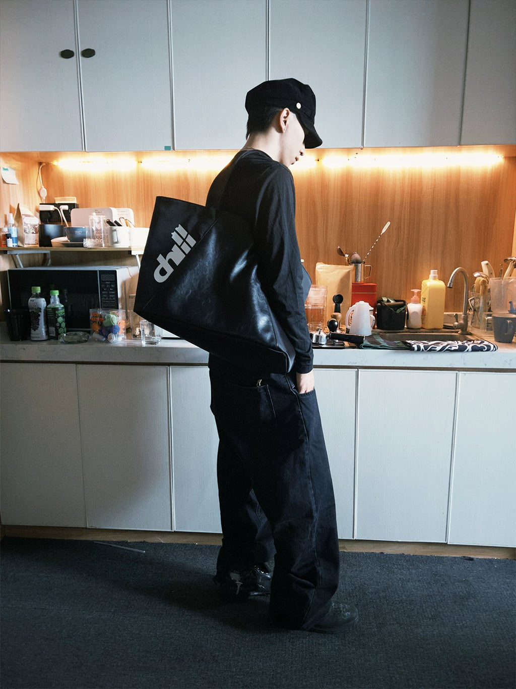 ChillHigh Leather Splicing Loose Large Capacity Tote Bag