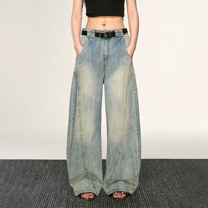 Aaisup Splicing Skinny Straight Pants Versatile Wide Leg Pants