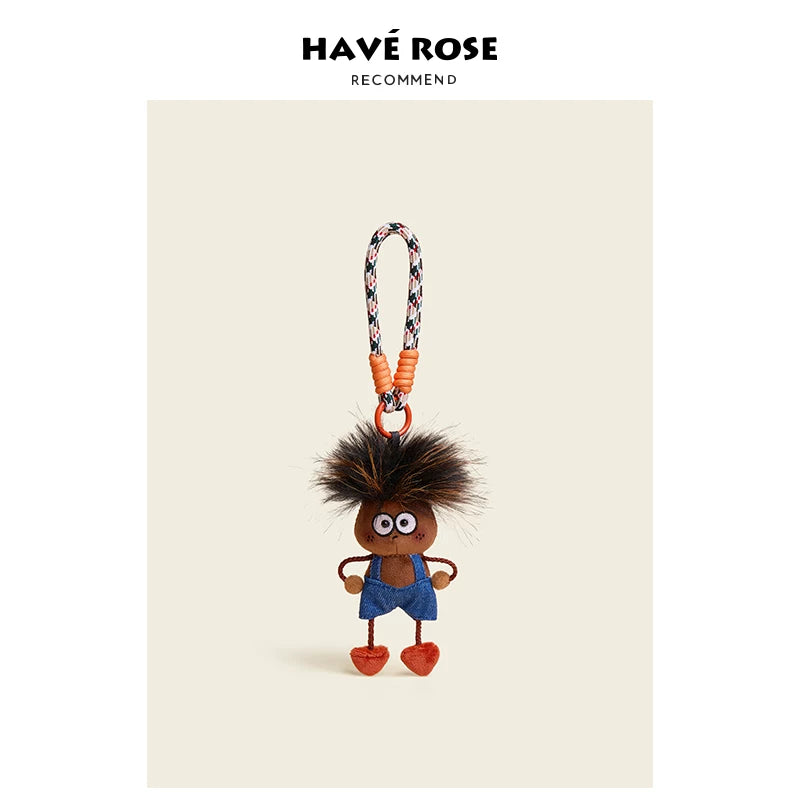 HAVEROSE Cute Fried Doll Plush Bag Pendant
