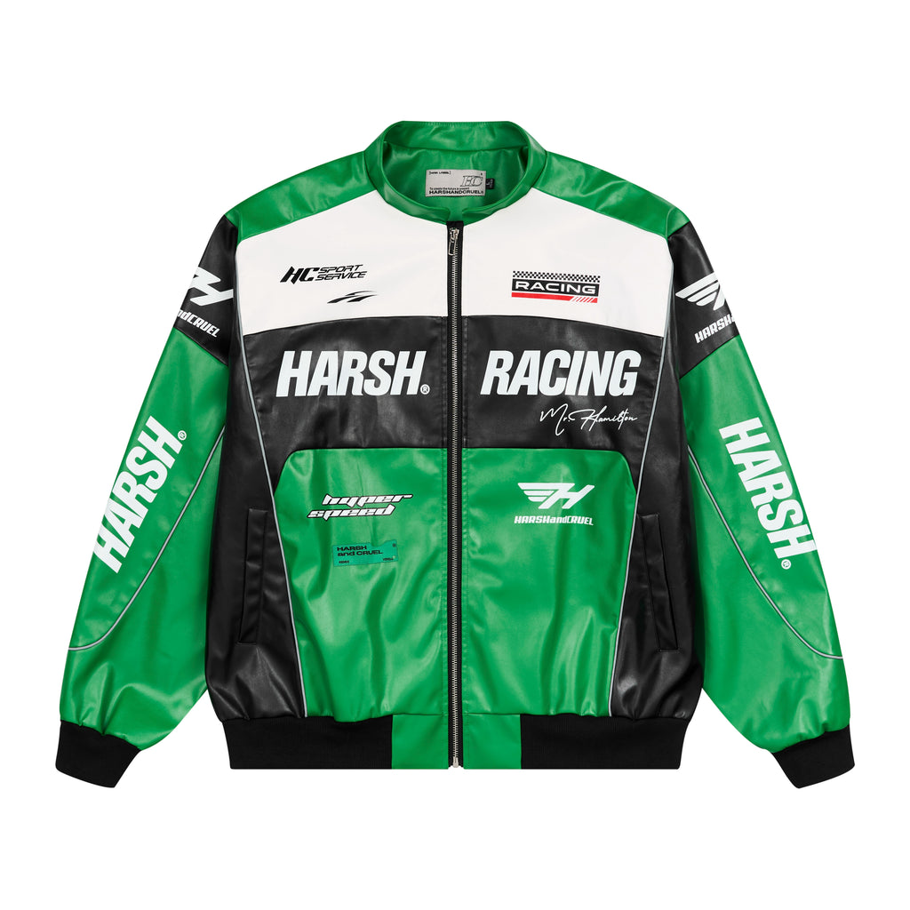 Harshandcruel Vintage Racing Suit Faux Leather Jacket
